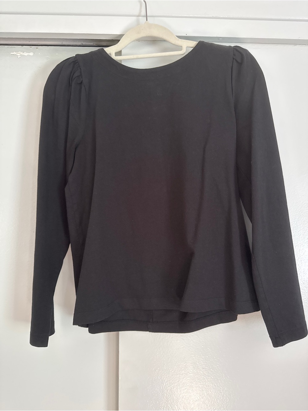 J. Crew Black Long-Sleeve Puff Shoulder Shirt